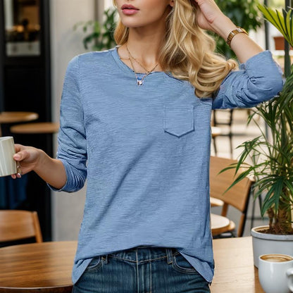 Pull Femme Noir à Manches Longues avec Poche Avant
