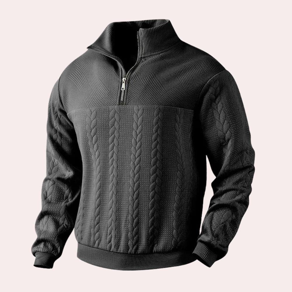 Pull Homme Col Zippé Tricot Chaud et Confortable