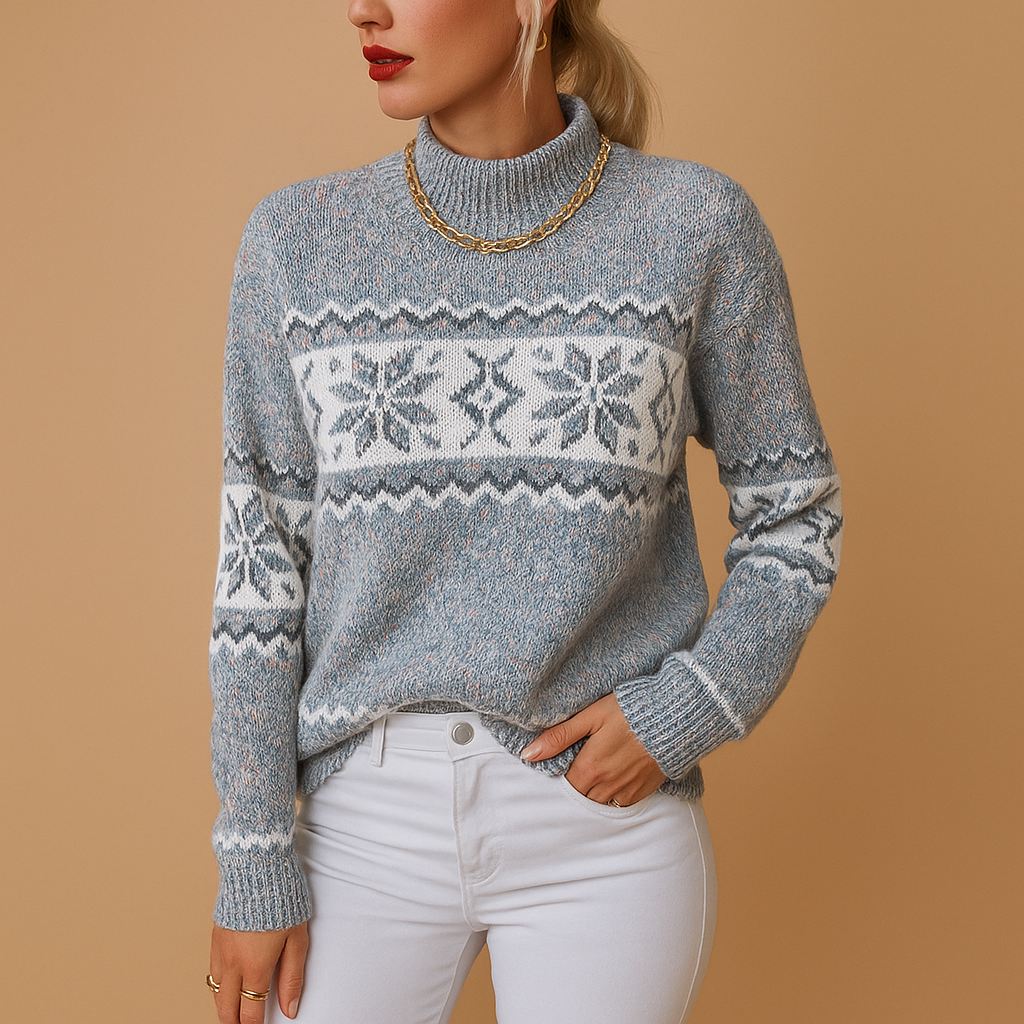 Pull Femme Laine Douce Bleu Marine - PanierRoyale