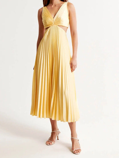 Noor | Robe Élégante Sans Manches À Col En V Pour Femme | Midi
