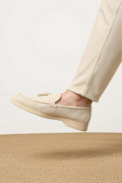 Mocassin Beige Cuir Confortable et Élégant