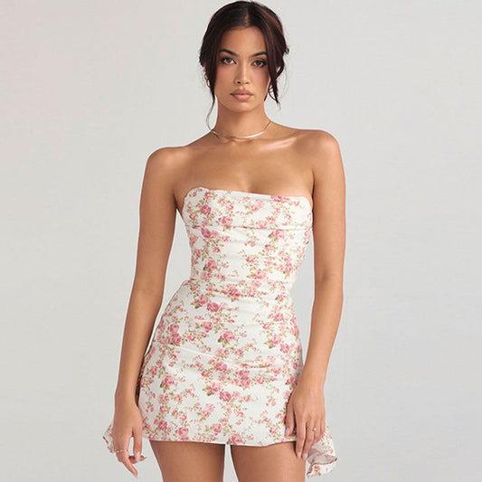 Robe Fleurie Élégante pour Femme sans Bretelles - PanierRoyale