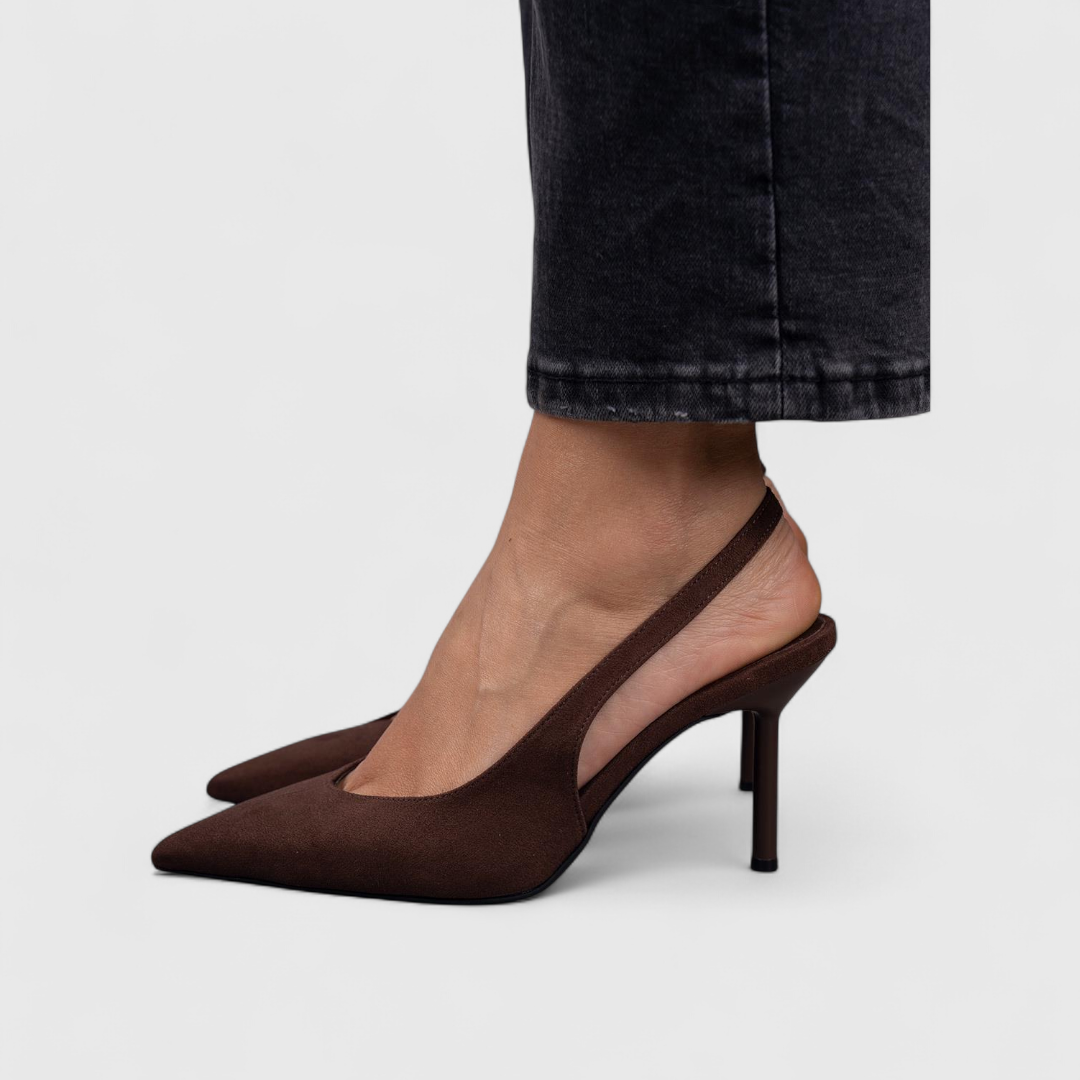 Escarpins Slingback Femme Daim Bout Pointu Talon Fin
