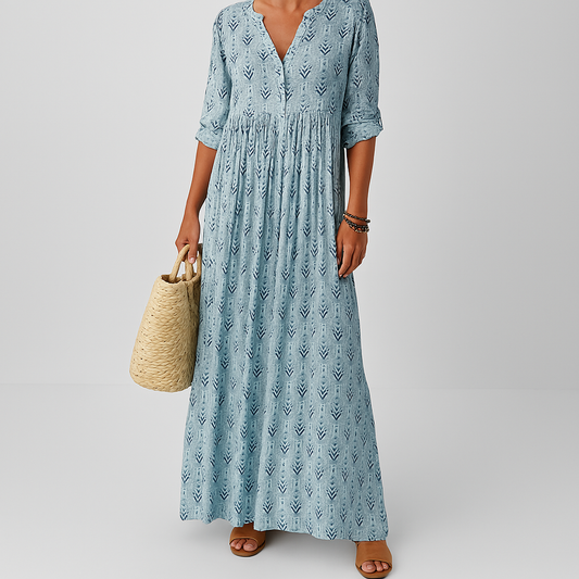 Robe Été Bohème Imprimée Manches Longues pour Femme - BerlinGlamour
