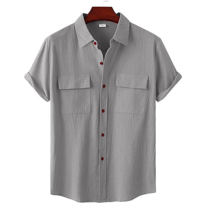 Chemise Décontractée Manches Courtes avec Poches pour Homme