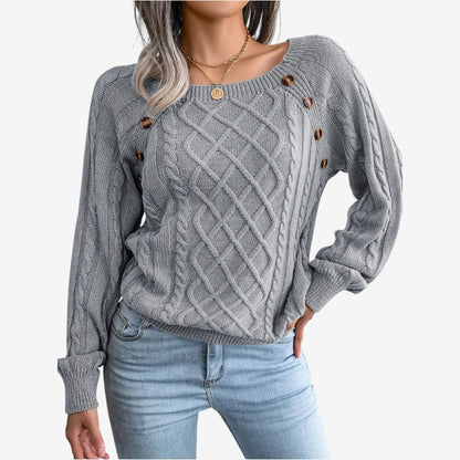 Pull à Manches Longues en Maille Élégant Boutonné