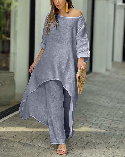 Robe Femme Élégante - Tunique Légère et Pantalon Slim