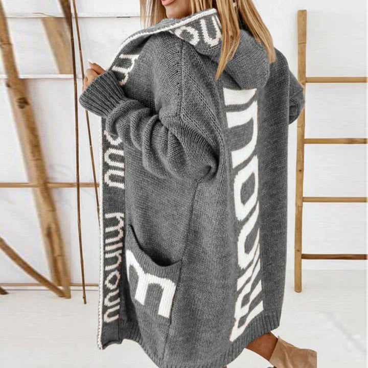 Gilet femme hiver brun avec capuchon et poches côtés
