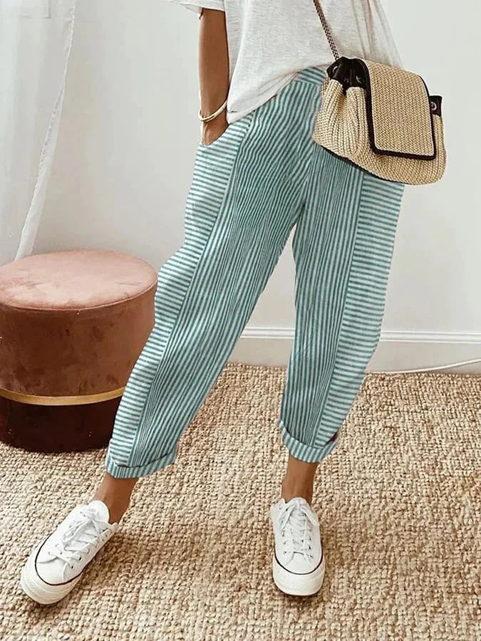 Pantalon Rayé Femme Décontracté