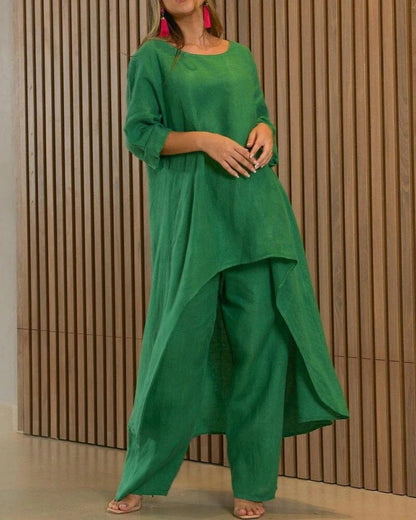 Robe Femme Élégante - Tunique Légère et Pantalon Slim
