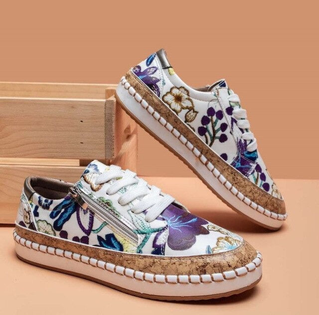 Baskets Femmes Confort Chaussures Floral Décontractées
