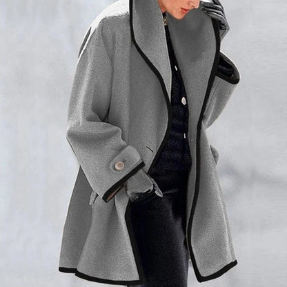 Manteau Femme Blanc Crème Élégant à Boutons de Contraste