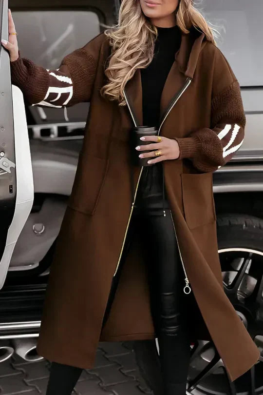 Manteau Femme Hiver Élégant - Veste Imperméable avec Capuche et Manches Douces