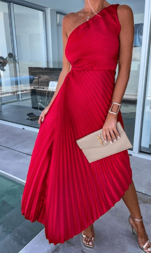 Robe Femme Longue Plissée Épaule Découverte - BerlinGlamour