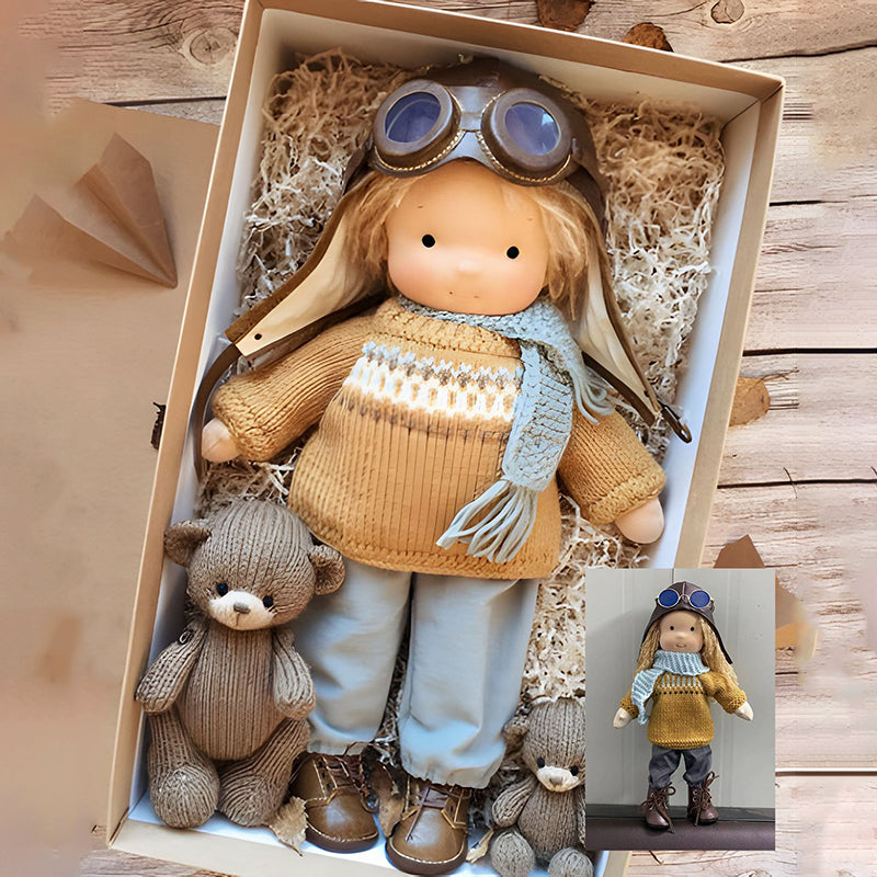 Poupée en peluche avec accessoires de qualité
