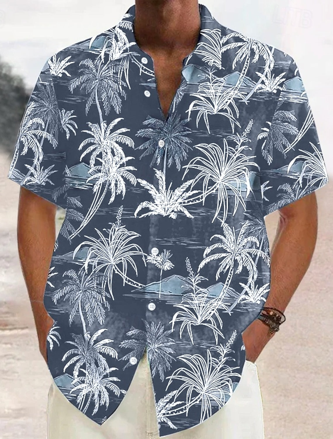 Chemise Homme Lin Coton Imprimé Palmiers