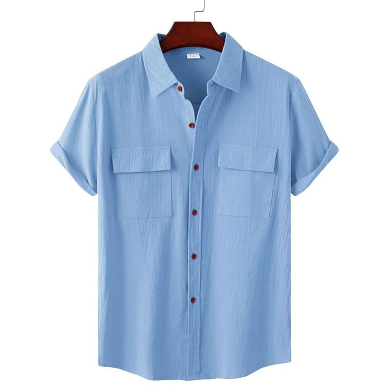 Chemise Décontractée Manches Courtes avec Poches pour Homme