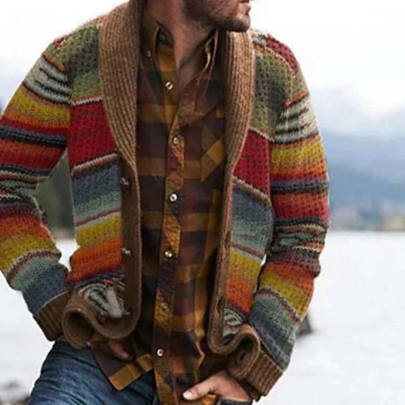 Cardigan Manches Longues Boutonné à Carreaux Chic - PanierRoyale