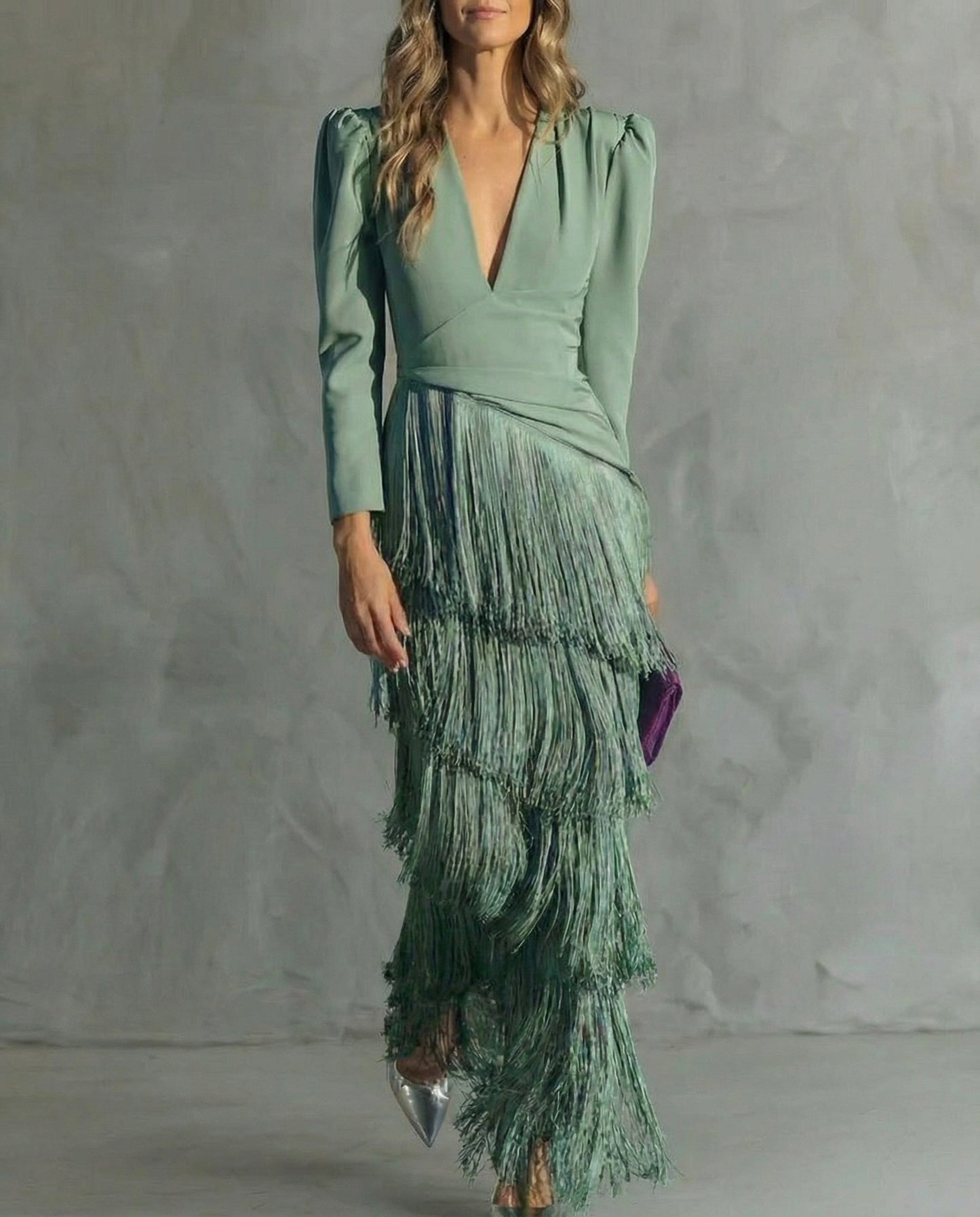 Robe Midi Femme Coupe Fluide Franges Moderne
