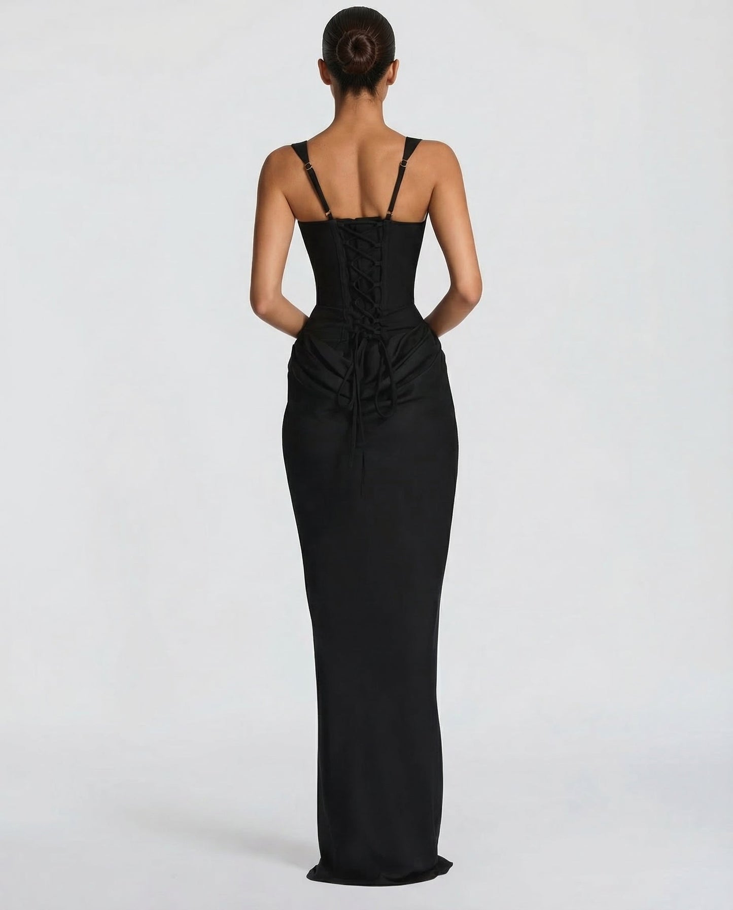 Robe Maxi Femme Satinée Coupe Ajustée Effet Sablier