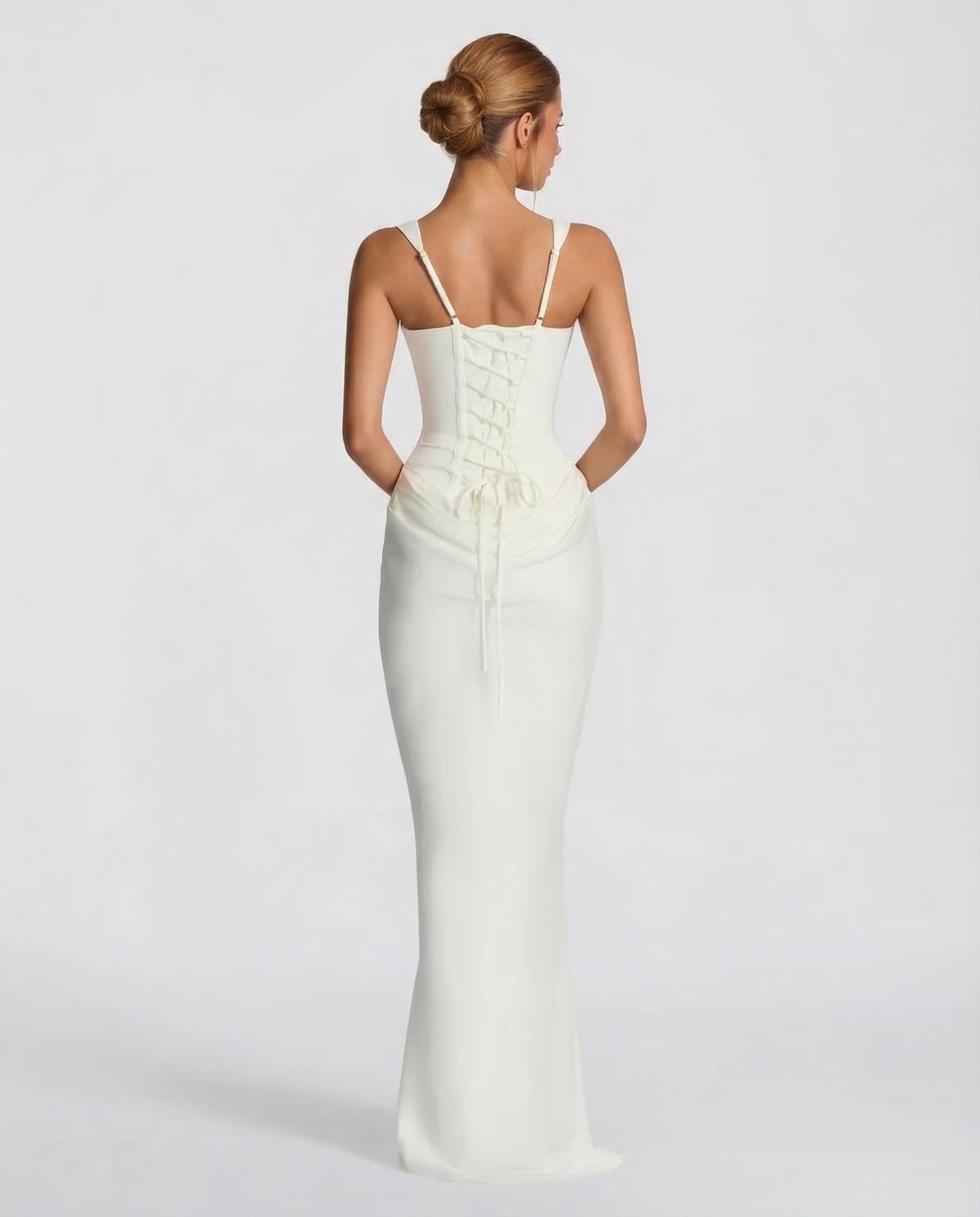 Robe Maxi Femme Satinée Coupe Ajustée Effet Sablier