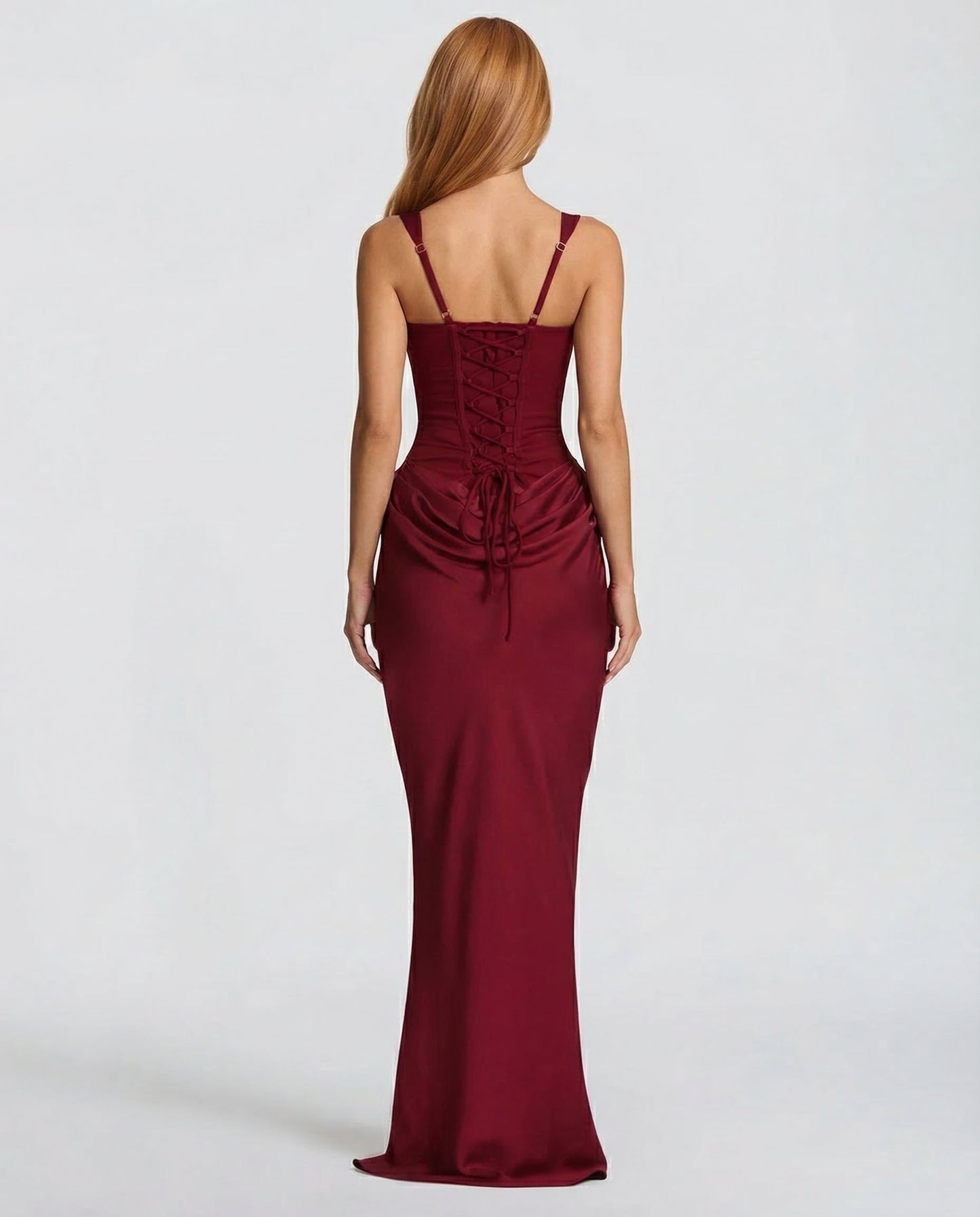 Robe Maxi Femme Satinée Coupe Ajustée Effet Sablier