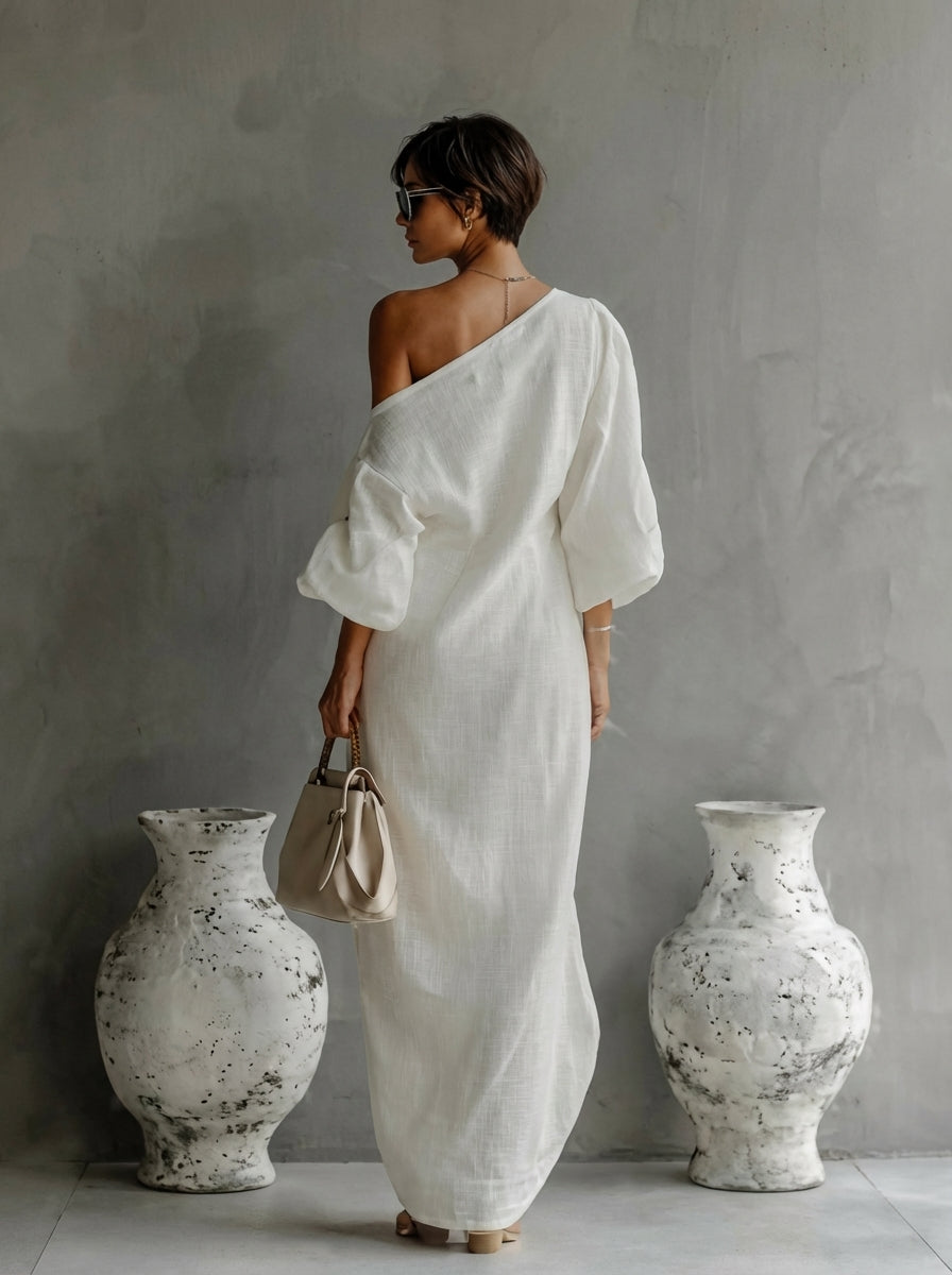 Robe maxi Femme Coupe asymétrique Une épaule