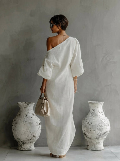 Robe maxi Femme Coupe asymétrique Une épaule