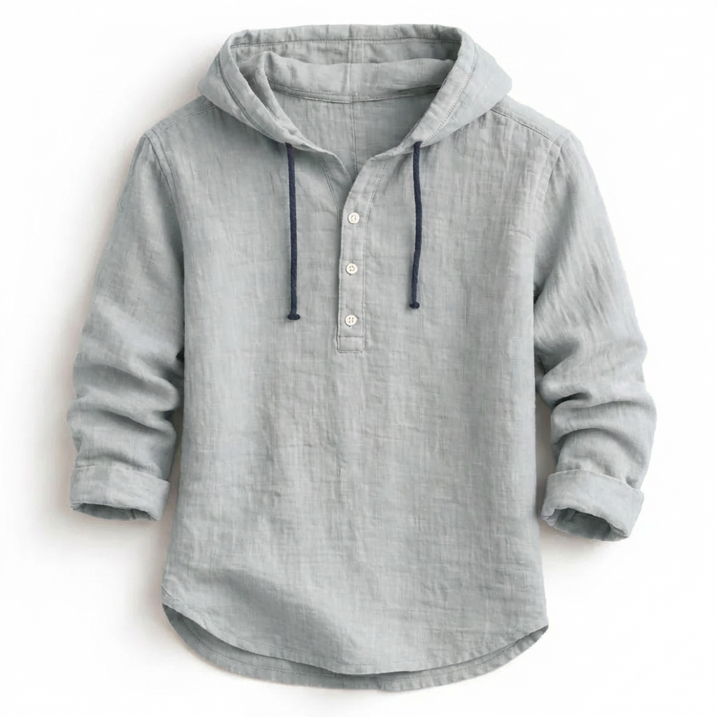 Chemise Homme Lin Coupe Décontractée Capuche Ajustable