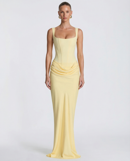 Robe Maxi Femme Satinée Coupe Ajustée Effet Sablier