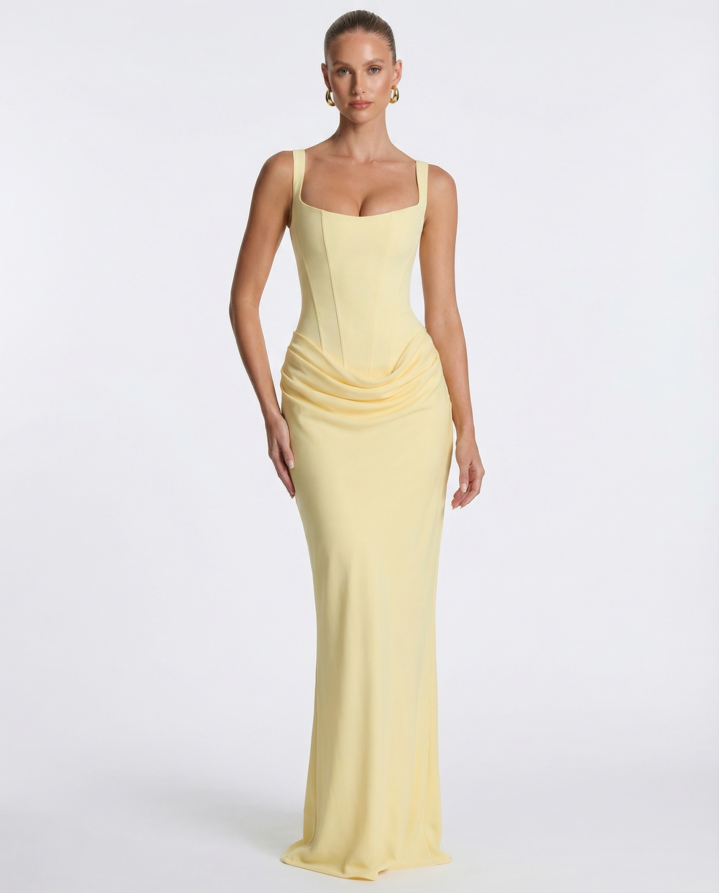 Robe Maxi Femme Satinée Coupe Ajustée Effet Sablier