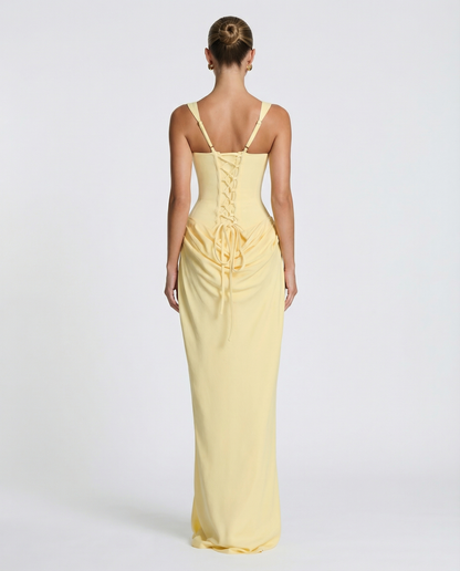 Robe Maxi Femme Satinée Coupe Ajustée Effet Sablier