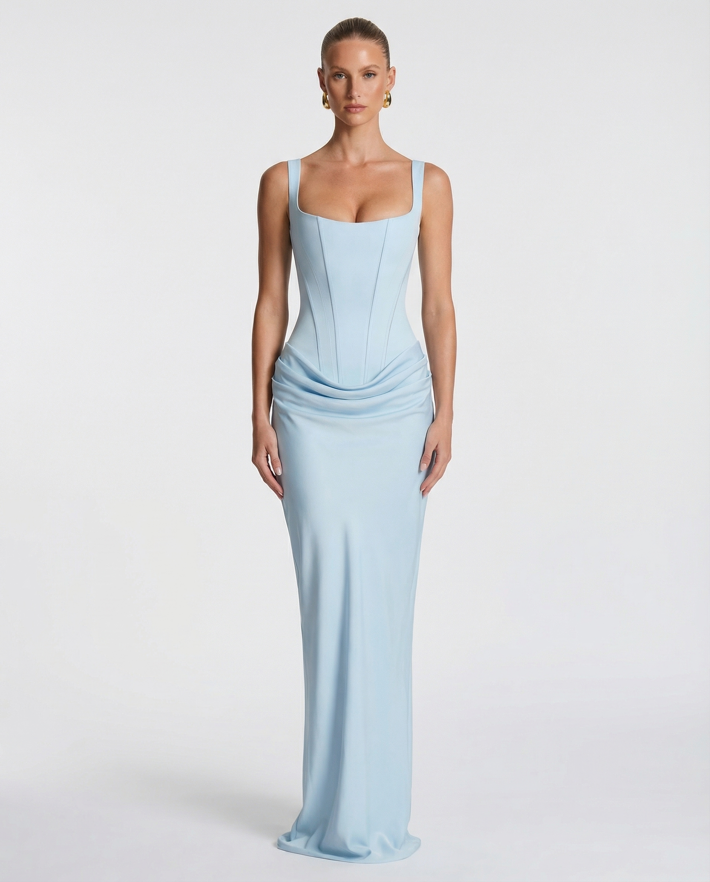 Robe Maxi Femme Satinée Coupe Ajustée Effet Sablier
