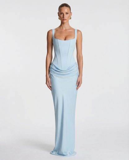 Robe Maxi Femme Satinée Coupe Ajustée Effet Sablier