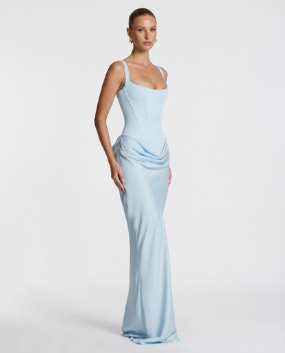 Robe Maxi Femme Satinée Coupe Ajustée Effet Sablier