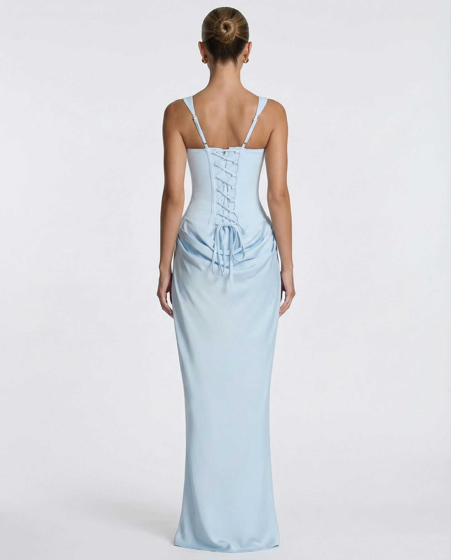 Robe Maxi Femme Satinée Coupe Ajustée Effet Sablier