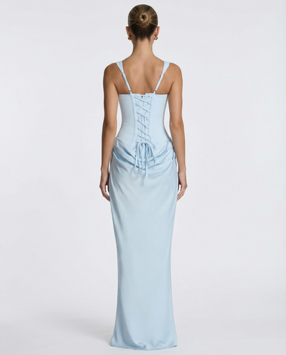 Robe Maxi Femme Satinée Coupe Ajustée Effet Sablier