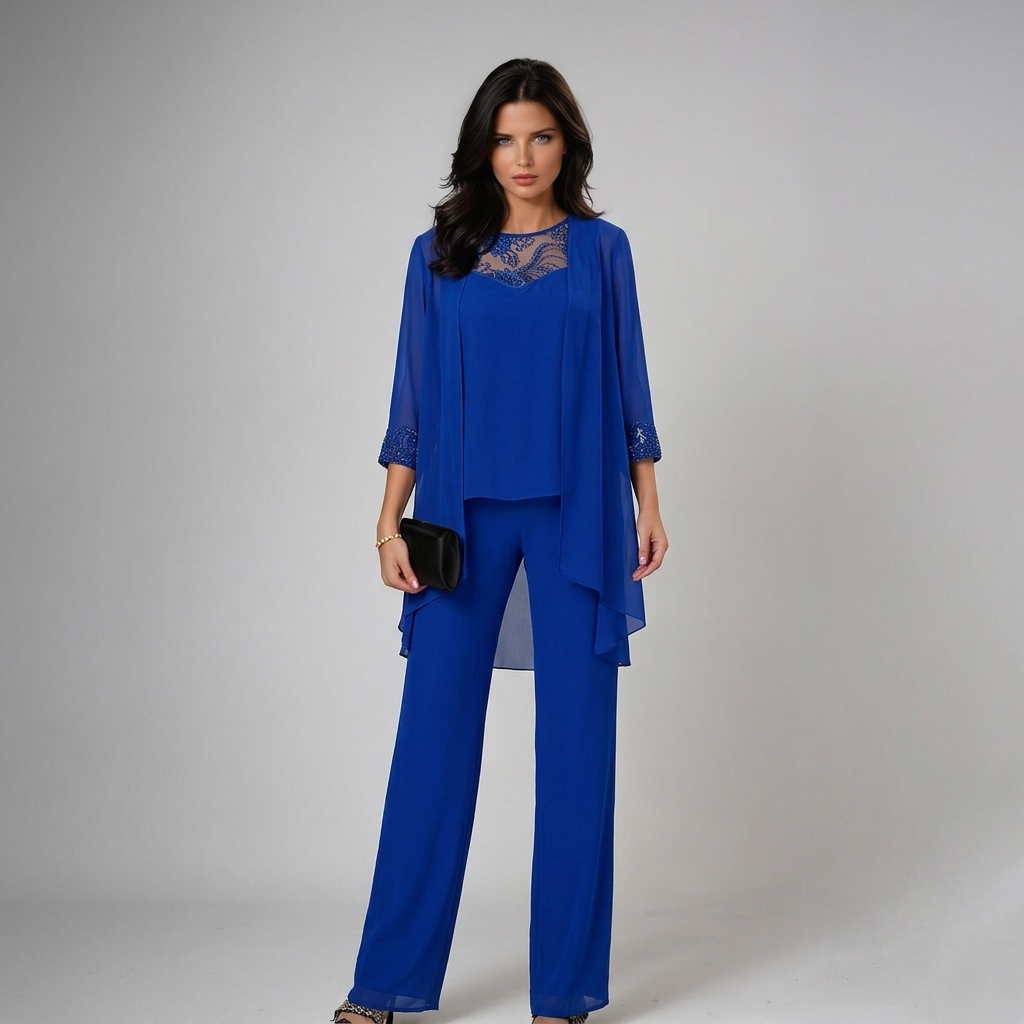 Ensemble Trois Pièces Femme Pantalon Coupe Ajustée Chic - PanierRoyale
