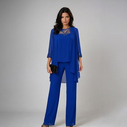 Ensemble Trois Pièces Femme Pantalon Coupe Ajustée Chic - PanierRoyale
