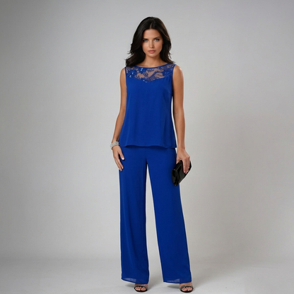 Ensemble Trois Pièces Femme Pantalon Coupe Ajustée Chic
