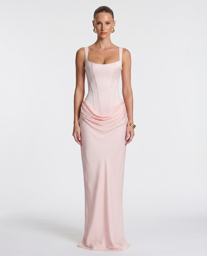 Robe Maxi Femme Satinée Coupe Ajustée Effet Sablier