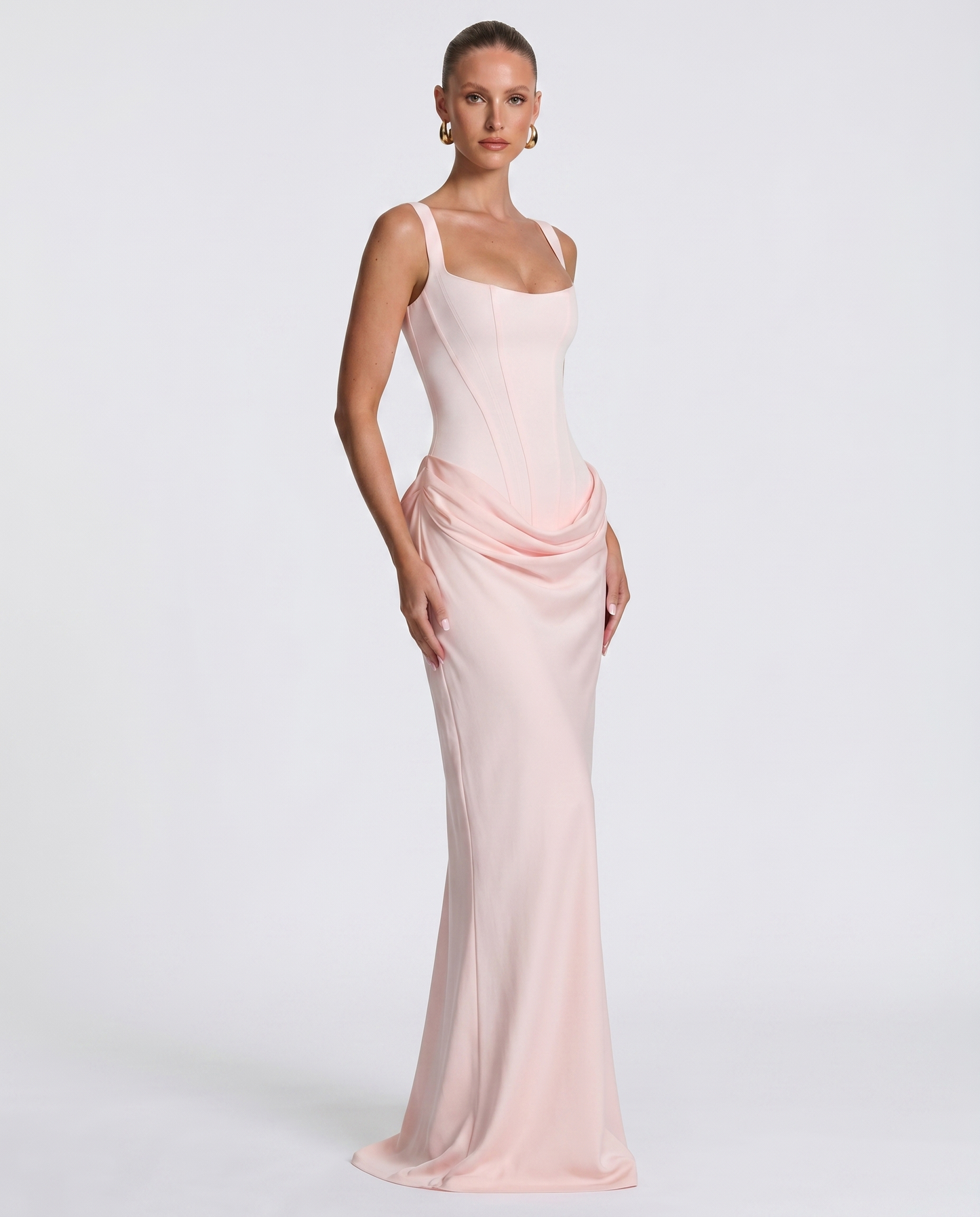 Robe Maxi Femme Satinée Coupe Ajustée Effet Sablier