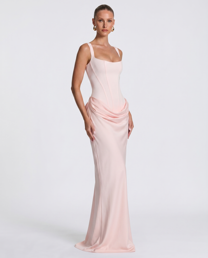 Robe Maxi Femme Satinée Coupe Ajustée Effet Sablier