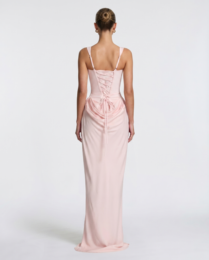 Robe Maxi Femme Satinée Coupe Ajustée Effet Sablier