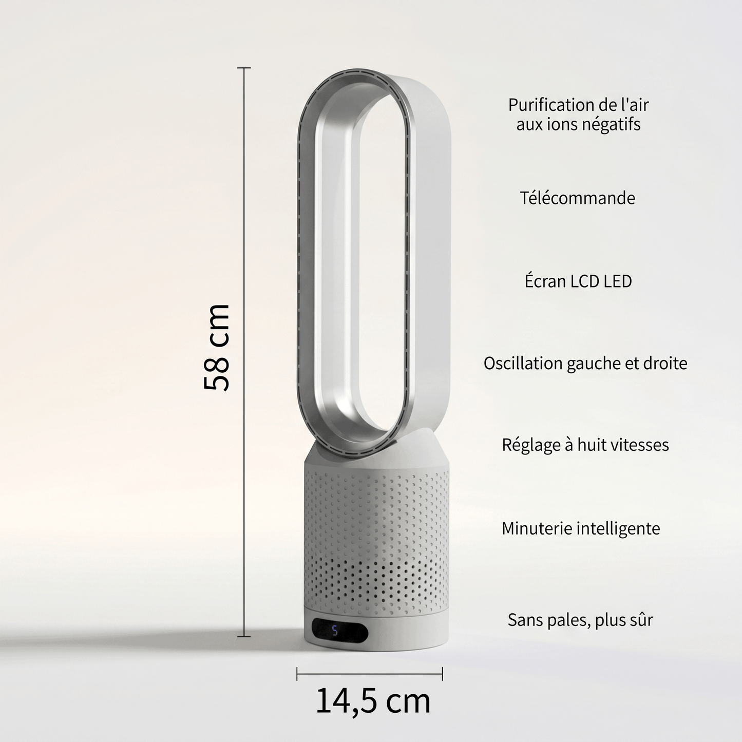 3 en 1 Ventilateur Tour Sans Pale Silencieux – Purificateur d'Air HEPA