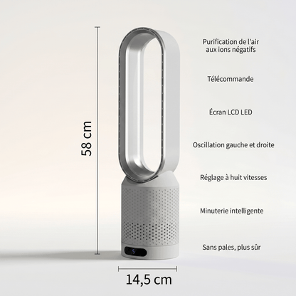 3 en 1 Ventilateur Tour Sans Pale Silencieux – Purificateur d'Air HEPA