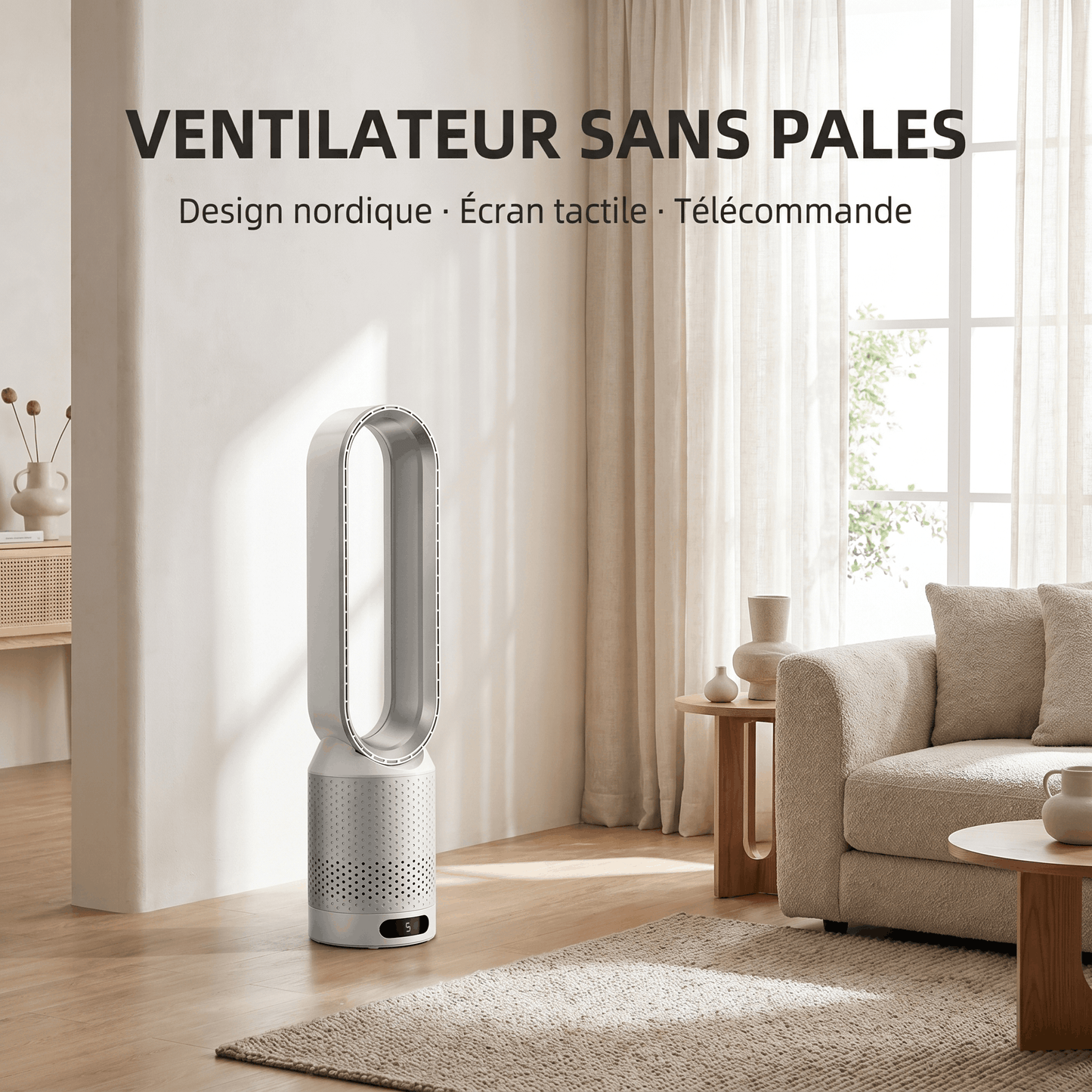 3 en 1 Ventilateur Tour Sans Pale Silencieux – Purificateur d'Air HEPA