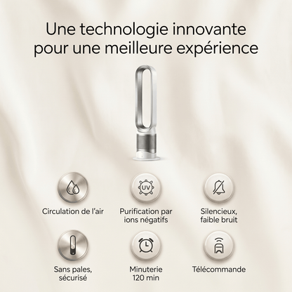 3 en 1 Ventilateur Tour Sans Pale Silencieux – Purificateur d'Air HEPA