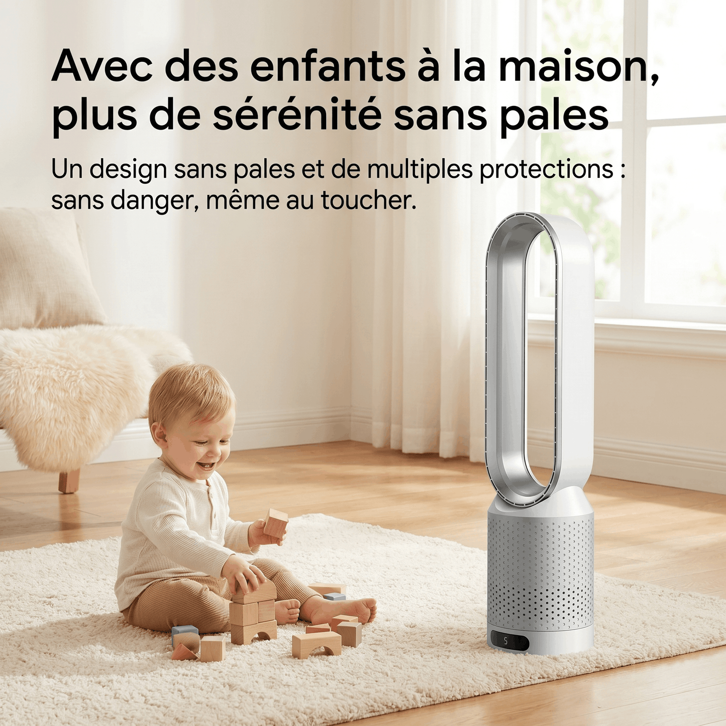3 en 1 Ventilateur Tour Sans Pale Silencieux – Purificateur d'Air HEPA