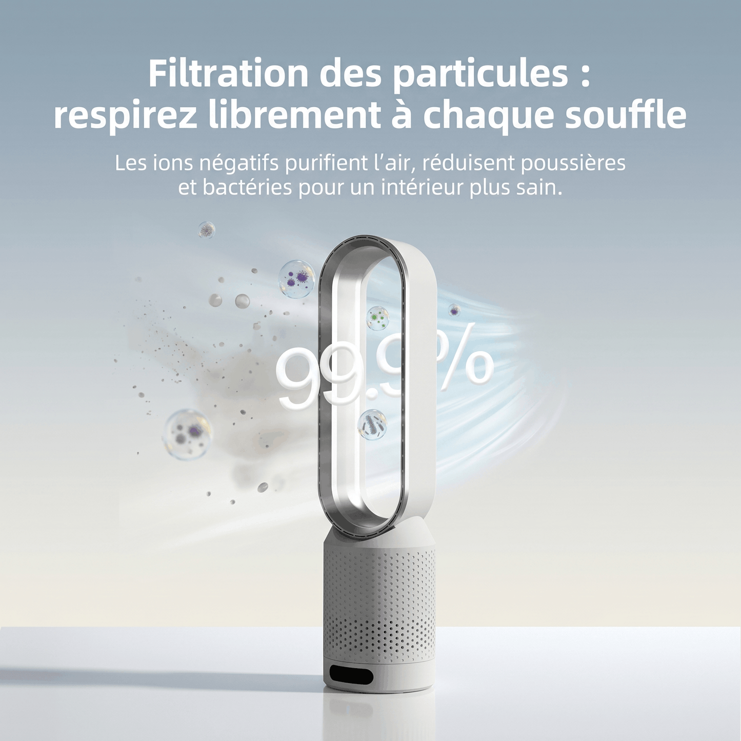 3 en 1 Ventilateur Tour Sans Pale Silencieux – Purificateur d'Air HEPA